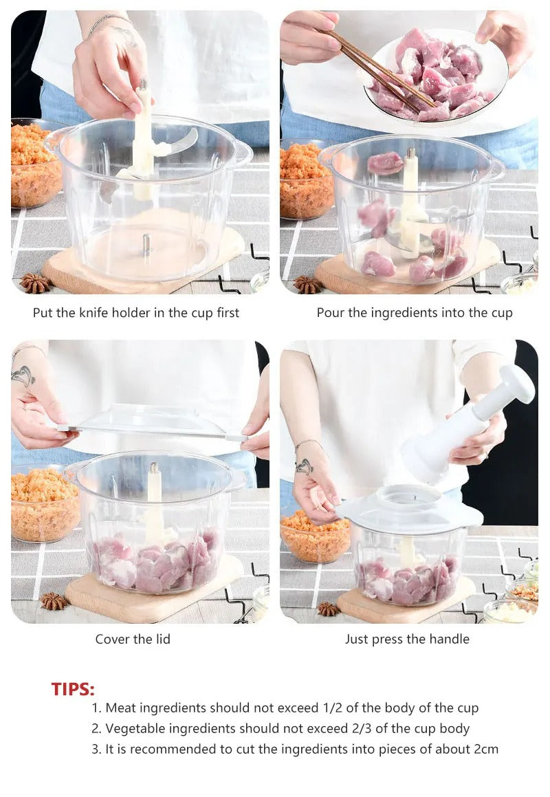 Hand press Manual Vegetable Chopper Food Processor
