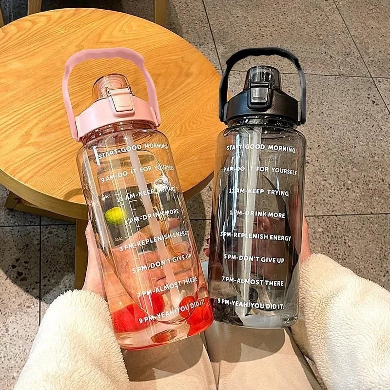 2 Liter Water Bottle with Straw Female Jug Girls Portable Travel bottles Fitness