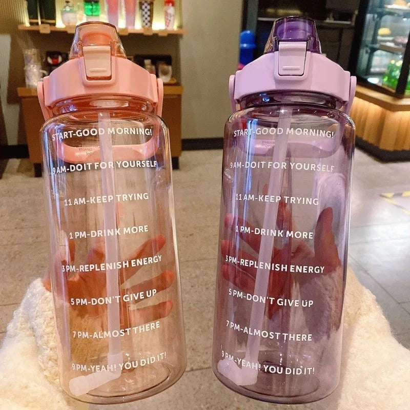 2 Liter Water Bottle with Straw Female Jug Girls Portable Travel bottles Fitness