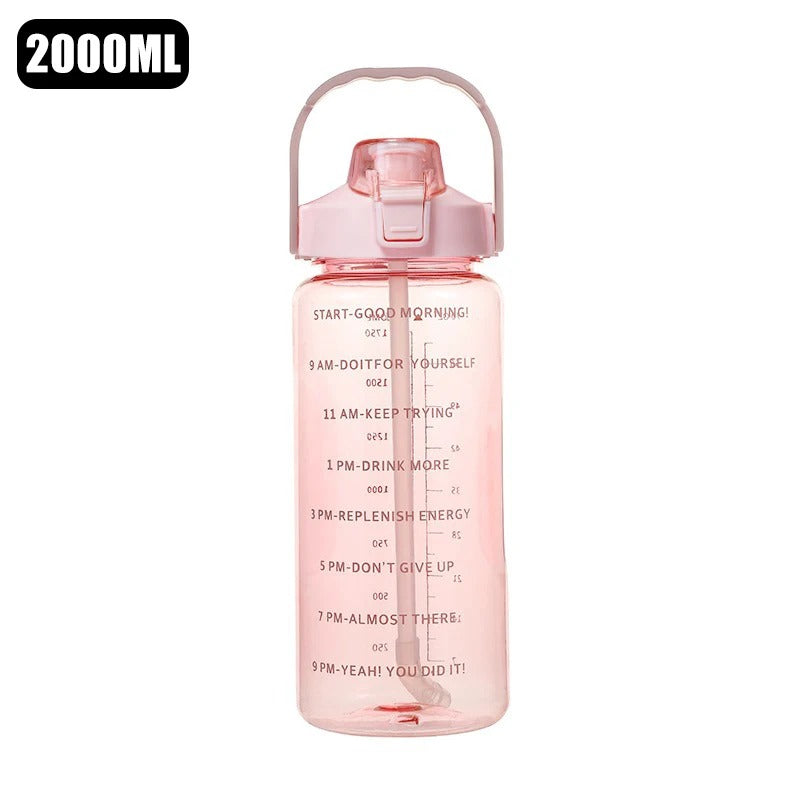 2 Liter Water Bottle with Straw Female Jug Girls Portable Travel bottles Fitness
