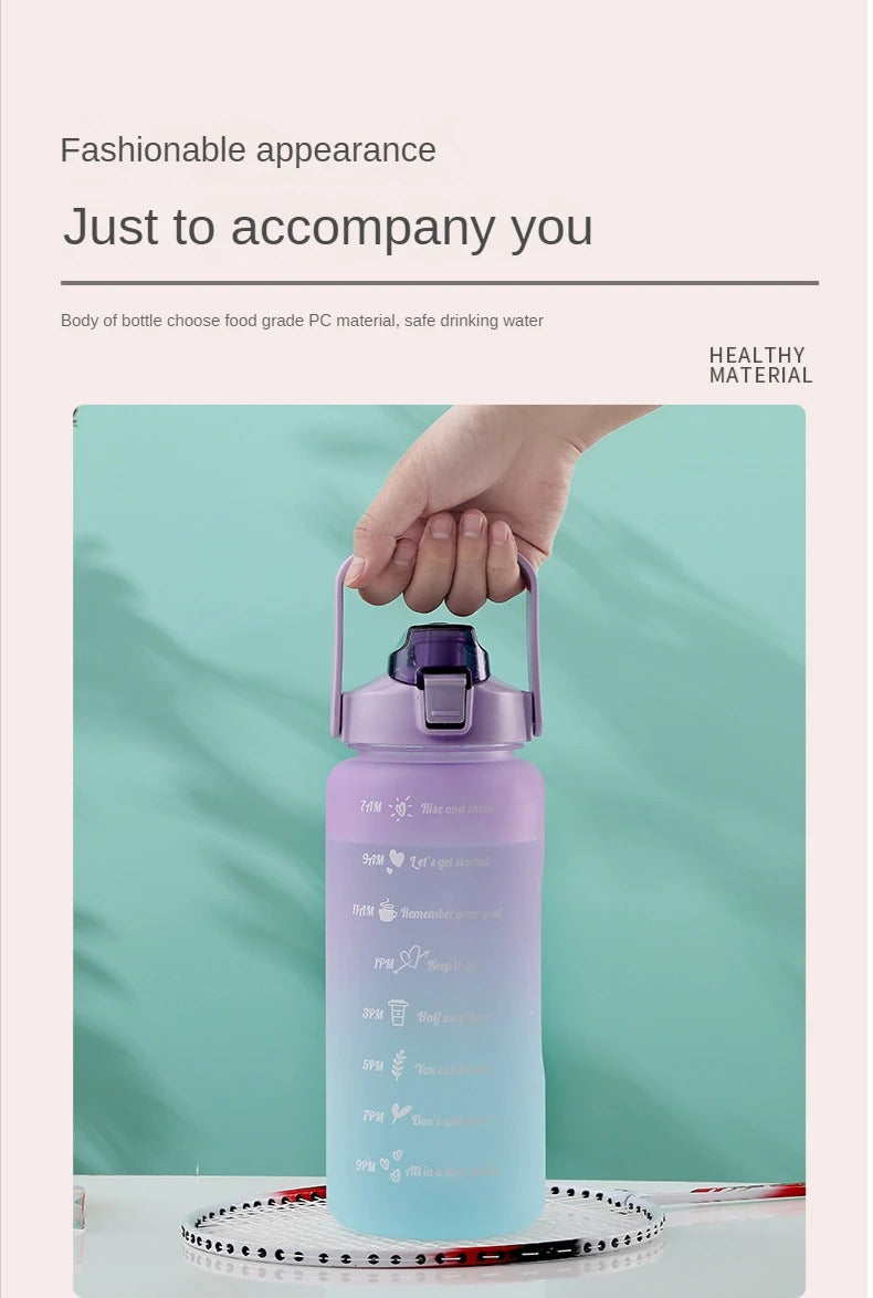 Sports Water Bottles 3 Pcs Set Portable with Motivational Time Marker & Leak Proof