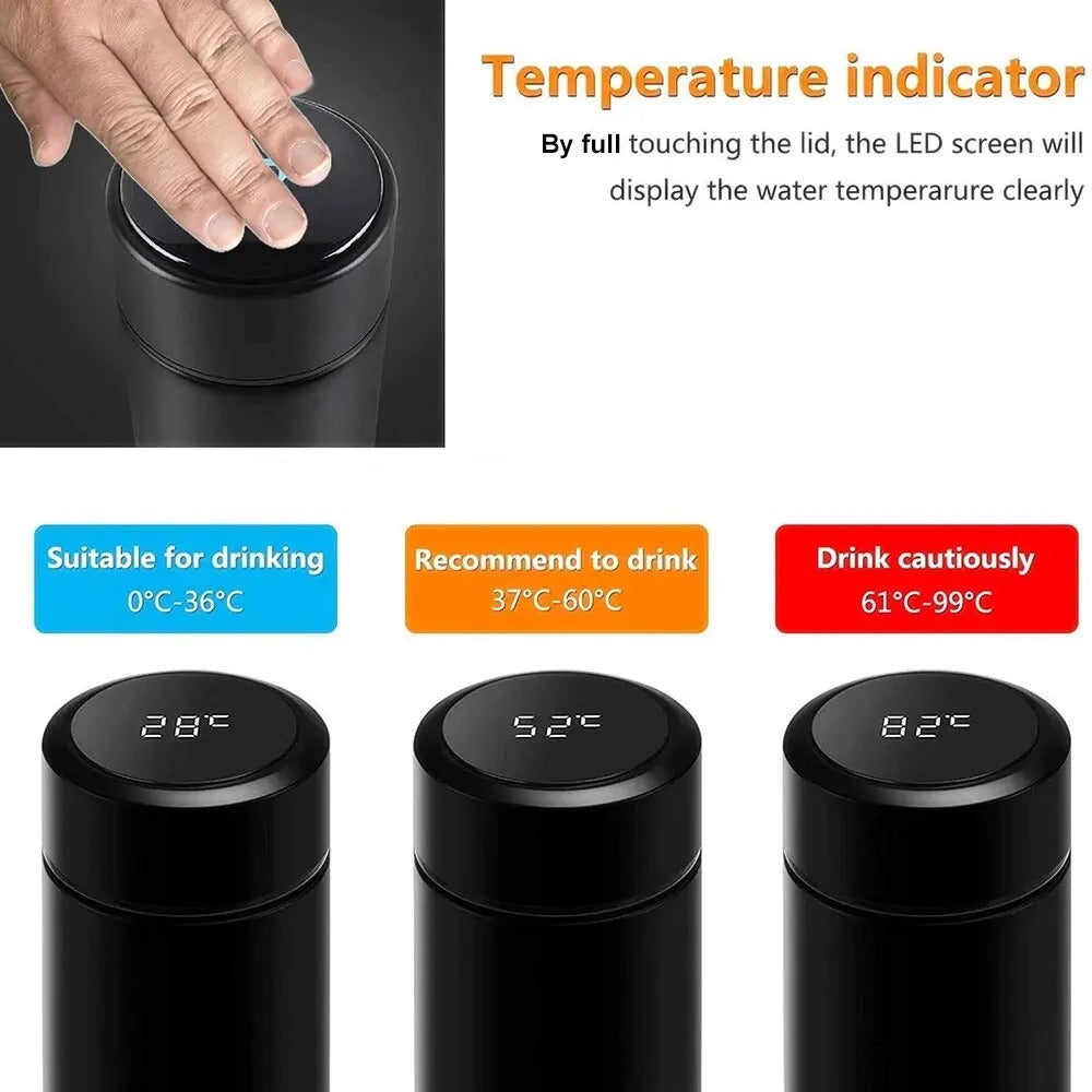 Smart LED Temperature Stainless Steel bottle/Thermos for Hot and Cool Water 500ML
