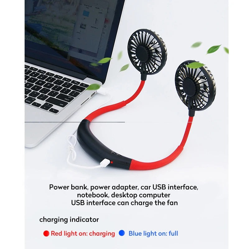 Portable Hanging Neck Fan USB recharging