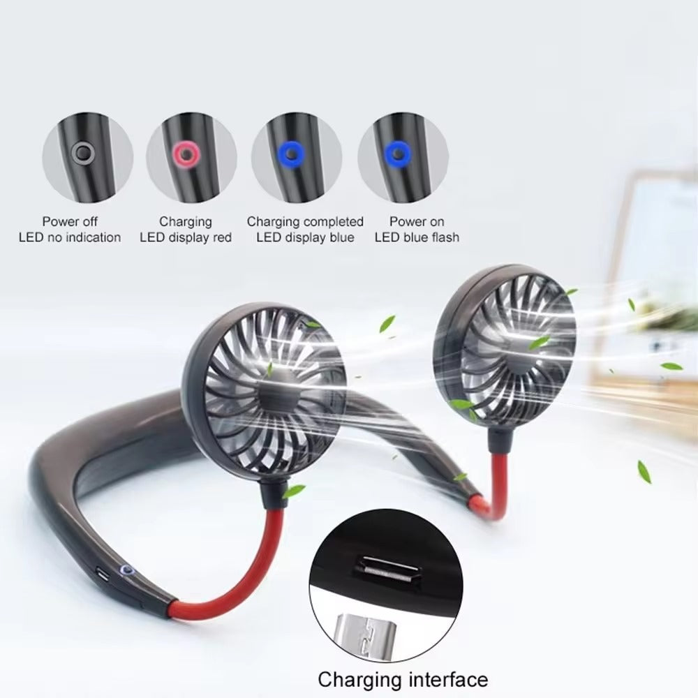 Portable Hanging Neck Fan USB recharging
