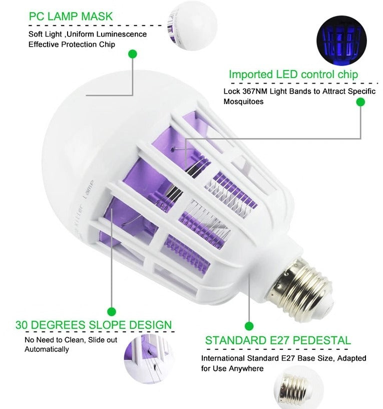 2 in 1 15W LED UV Lump/Bulb Mosquito Killer Nightlight