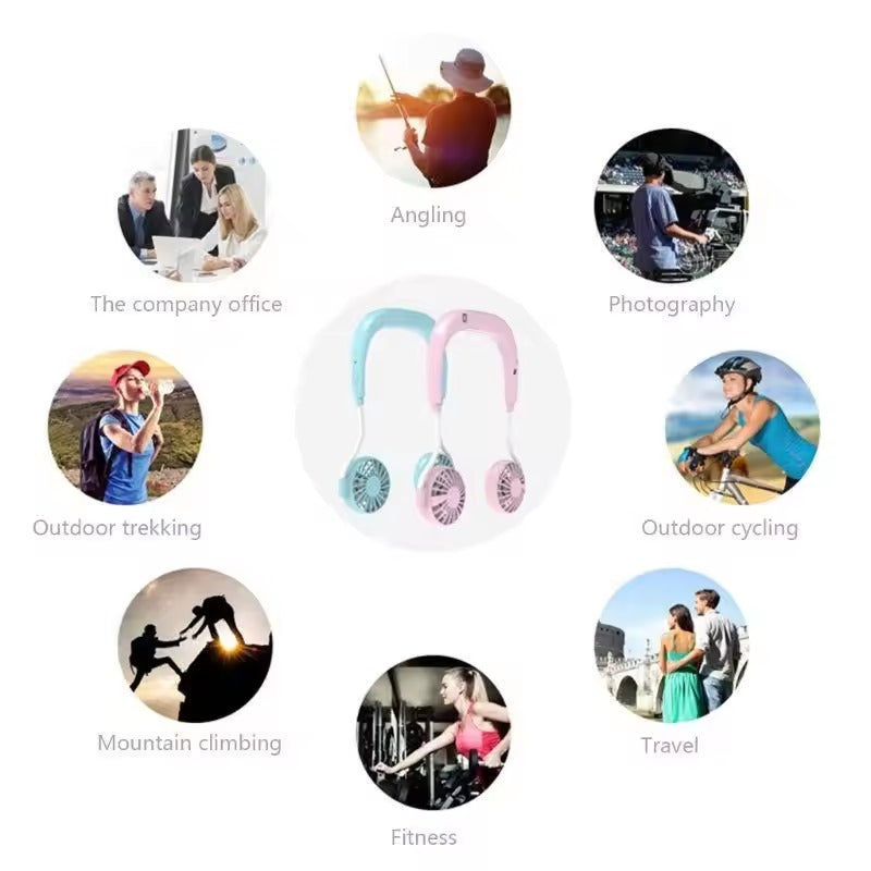 Portable Hanging Neck Fan USB recharging