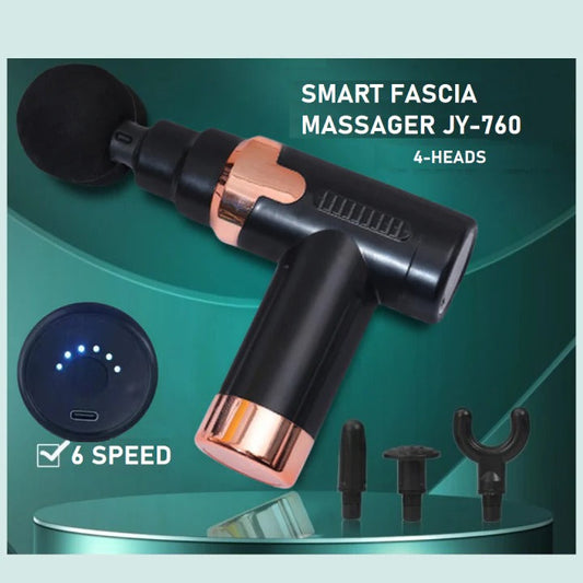 Smart Fascia Rechargeable Massager Gun JY 760 (4 Heads & 6 Speed)